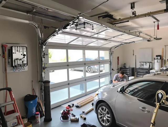 Garage door noise reduction service by Bedford Garage Door Repair in Bedford