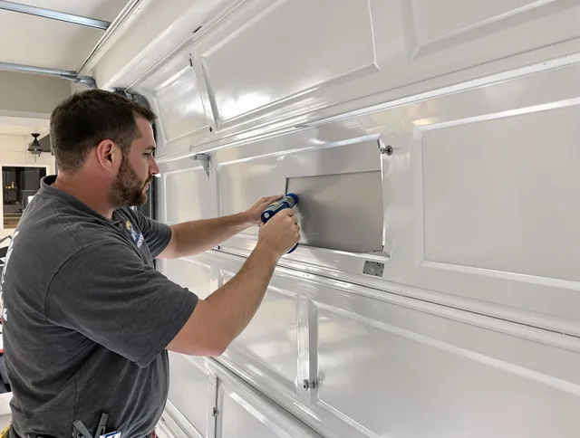 Garage door panel repair by Bedford Garage Door Repair in Bedford